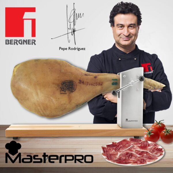 Jamonero BERGNER Masterpro 62 x 19,5 x 3,3 cm con set de 4 cuchillos de cocina San Ignacio Masterpro - Imagen 4