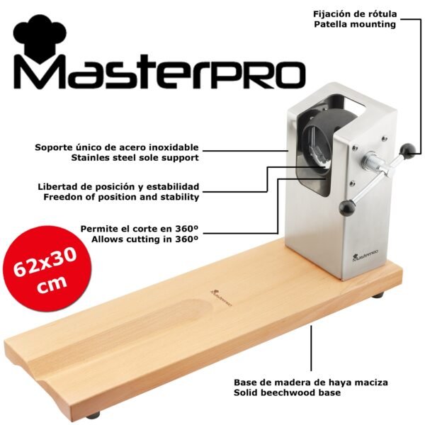 Jamonero BERGNER Masterpro 62 x 19,5 x 3,3 cm con set de 4 cuchillos de cocina San Ignacio Masterpro - Imagen 3