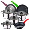 Bateria de cocina 8 piezas SAN IGNACIO Dina de acero inoxidable con juego de sartenes (18/22/26 cm) SAN IGNACIO Jolie de aluminio forjado