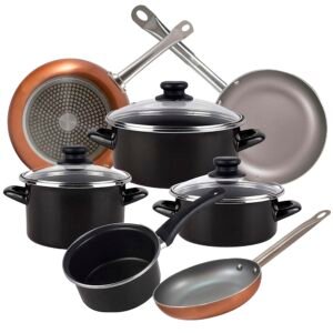 Bateria de cocina 7 piezas MAGEFESA Kenia de acero vitrificado con juego de sartenes (18/22/26 cm) SAN IGNACIO Optimum Plus en aluminio prensado