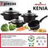Bateria de cocina 7 piezas MAGEFESA Kenia de acero vitrificado con juego de sartenes (18/22/26 cm) SAN IGNACIO Optimum Plus en aluminio prensado - Imagen 3