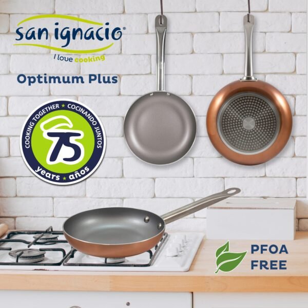 Bateria de cocina 7 piezas MAGEFESA Kenia de acero vitrificado con juego de sartenes (18/22/26 cm) SAN IGNACIO Optimum Plus en aluminio prensado - Imagen 2