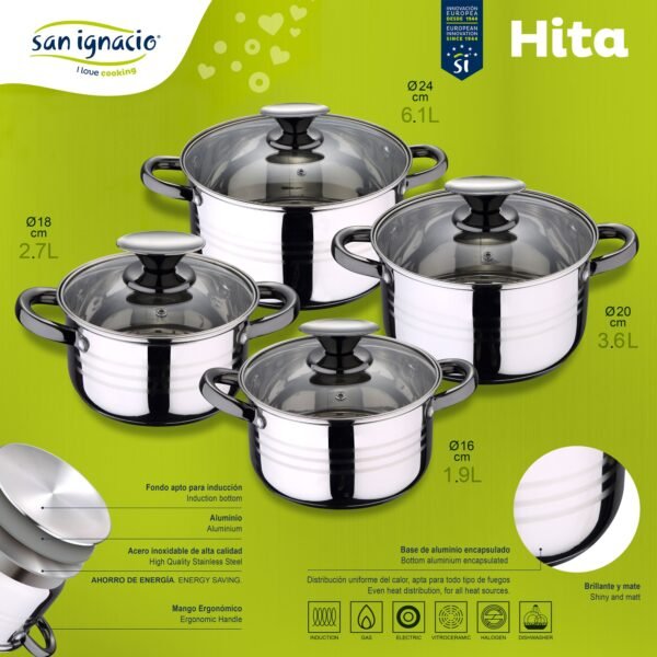 Set Bateria 8pc SIP  + Set 3 sartenes SIP CUNE 16/20/24 - Imagen 3