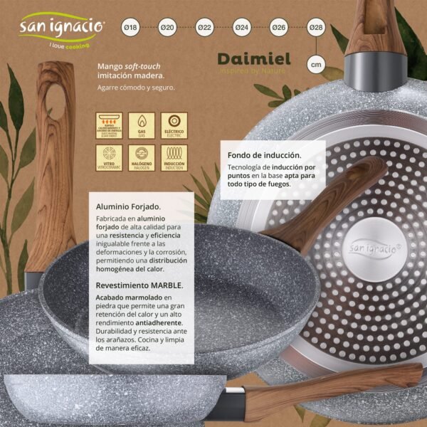 Sartén 22cm aluminio forjado, apta para inducción, colección Daimiel - Imagen 3