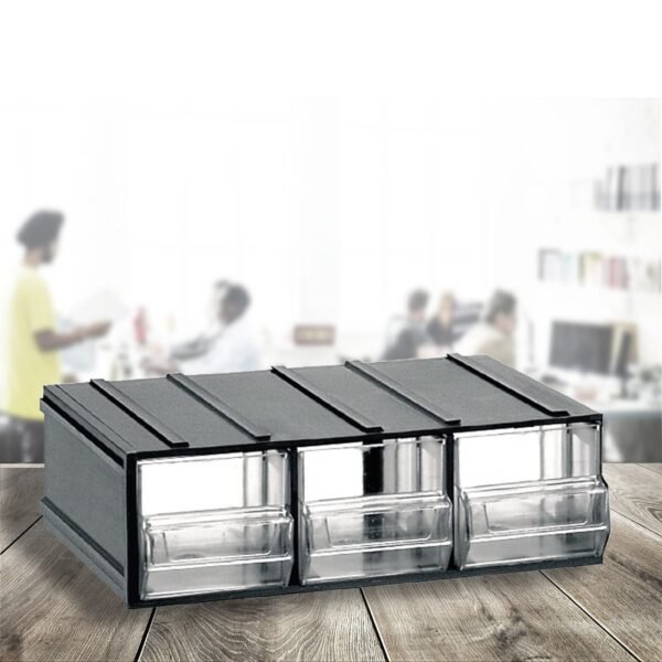 Unidad de almacenaje modular en plástico L192xP148xH63 mm con 3 cajones transparentes