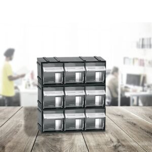 Unidad de almacenamiento modular de plástico L 192 x P 60 x H 77 mm con 3 cubos basculantes transparentes
