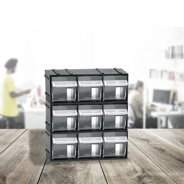 Unidad de almacenamiento modular de plástico L 192 x P 60 x H 77 mm con 3 cubos basculantes transparentes
