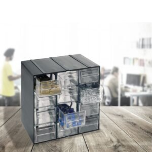Unidad de almacenamiento en plástico L 190 x P 142 x H 228 mm con 12 cajones transparentes