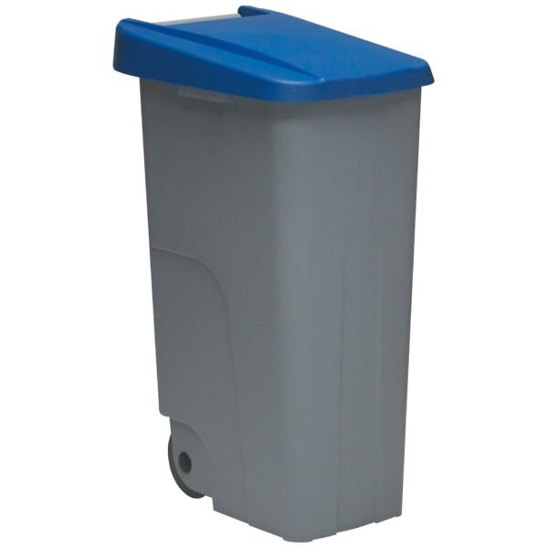 Contenedor Reciclo 110 litros Cerrado, Azul, 88x57x42 cm, INCLUYE rollo de 10 Bolsas de basura de 120 litros