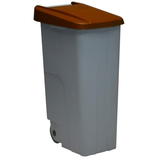 Contenedor Reciclo 110 litros Cerrado, Marrón, 88x57x42 cm, INCLUYE rollo de 10 Bolsas de basura de 120 litros