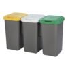 Tontarelli Papelera de reciclaje con 3 compartimentos, 75 litros en total, dimensiones 77x32x48 cm