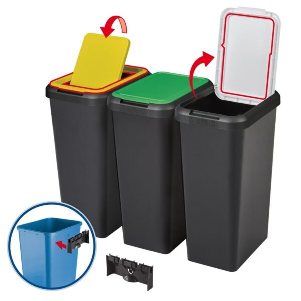 Papelera Touch&lift 45 Litros color negro con tapa amarilla - Imagen 2
