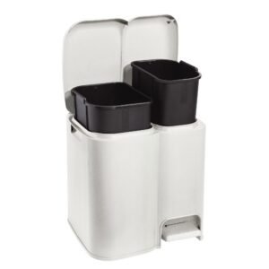CUBO DE RECICLAJE 'PATTY2' CON DOS COMPARTIMENTOS Y CUBOS EXTRAIBLES COLOR BLANCO