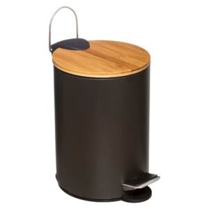 Cubo Pedal 3 L con tapa Bambú Moderno negro