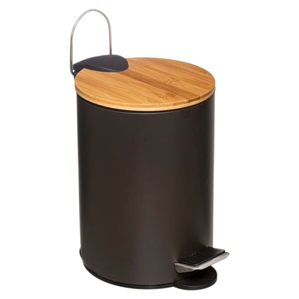Cubo Pedal 3 L con tapa Bambú Moderno negro