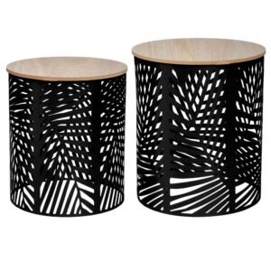 CONJUNTO DE 2 MESAS DE CENTRO COLOR NEGRO/ S: L. 35 x l. 35 x A. 40 cm /  M: L. 39 x L. 39 x A. 45 cm