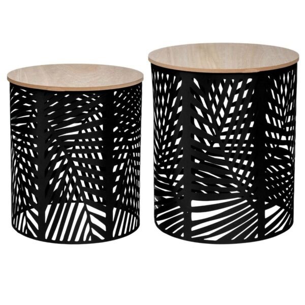CONJUNTO DE 2 MESAS DE CENTRO COLOR NEGRO/ S: L. 35 x l. 35 x A. 40 cm /  M: L. 39 x L. 39 x A. 45 cm