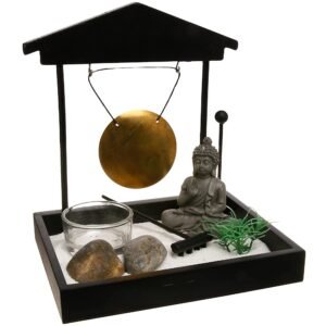 Jardín Zen Tori
Tal y como se ve en la imagen; el set incluye: PIEDRAS, 1 PORTA VELAS, 1 GONG, ARENA