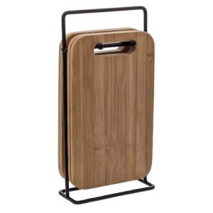 SET DE 4 TABLAS DE BAMBÚ CON SOPORTE
