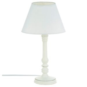 LÁMPARA DE MADERA BLANCA H.36CM
