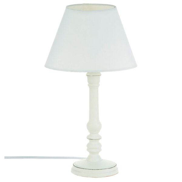 LÁMPARA DE MADERA BLANCA H.36CM