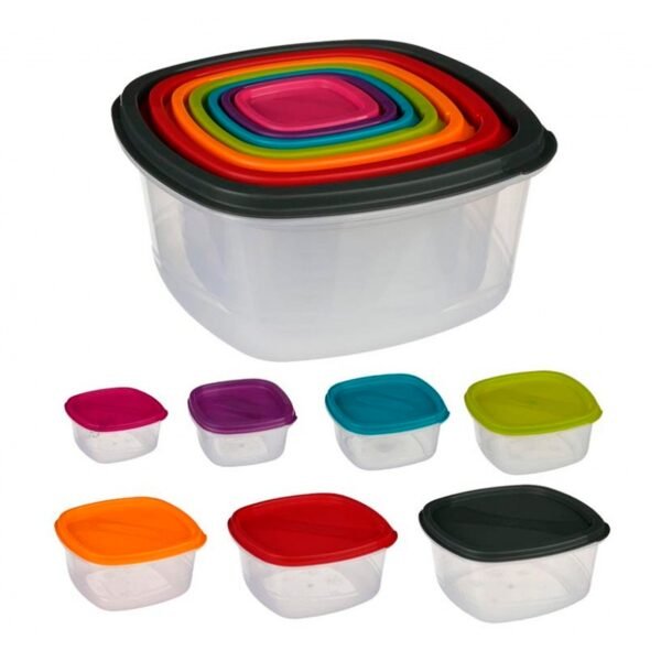 Conjunto de 7 cajas de conservación de alimentos cuadradas Five - Imagen 2