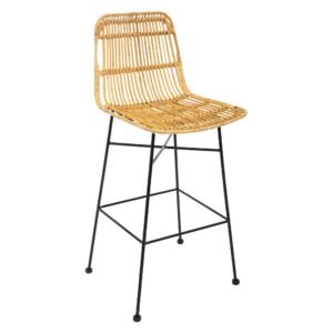 Silla de bar 'Kubu', metal y ratán