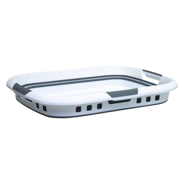 Cesto de ropa plegable Caja de 45L Blanco y gris - Imagen 2