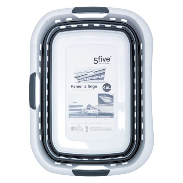 Cesto de ropa plegable Caja de 45L Blanco y gris - Imagen 3