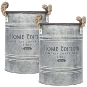 Set de 2 maceteros de zinc max D22,5 cm