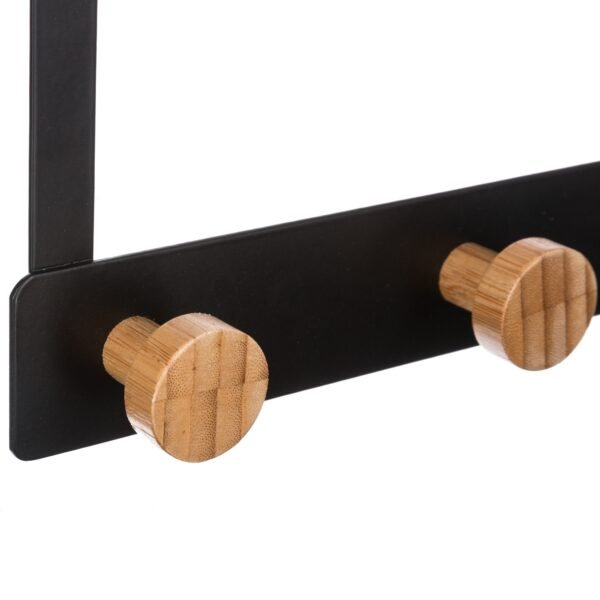 Percha de bambú negro y metal con 3 cabezas - Imagen 4