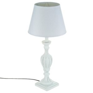 Lámpara DROIT MDF ET Lino 'RENZO' BLANC H.54,5