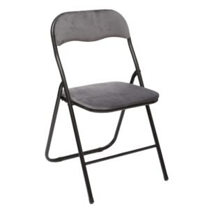 Silla plegable de terciopelo gris