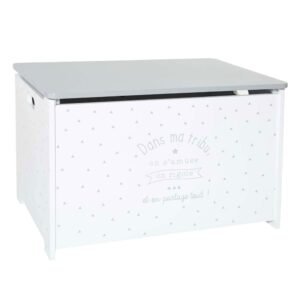 BAÚL INFANTIL PARA JUGUETES COLOR  BLANCO Y GRI58 x 37,5 x 38cm