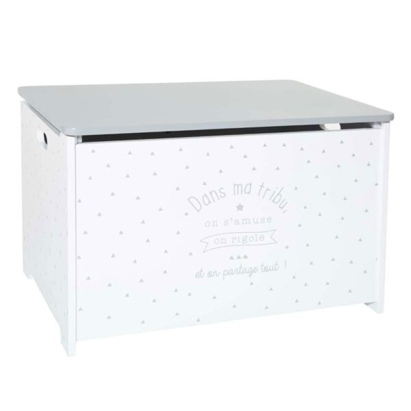 BAÚL INFANTIL PARA JUGUETES COLOR  BLANCO Y GRI58 x 37,5 x 38cm