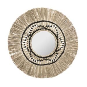 Espejo decorativo 'Isa' con tejido de caña - Ø78 x 3,1cm