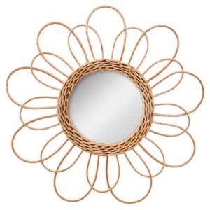 ESPEJO DE RATÁN CON DISEÑO DE UNA FLOR D 38CM  D. 38 x D. 2 cm