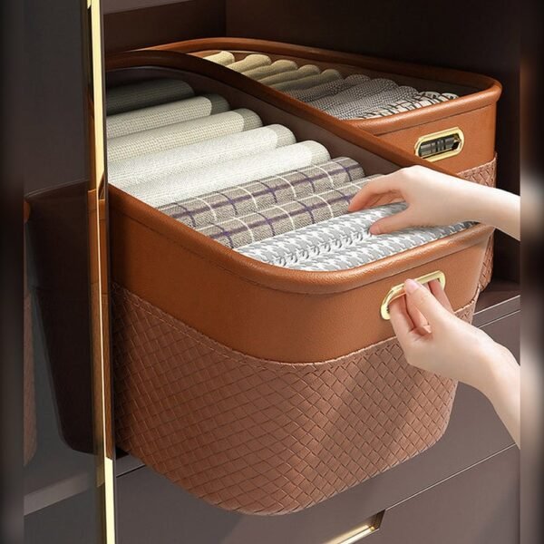 Cesta de almacenamiento de cuero sintético para el hogar - Imagen 4