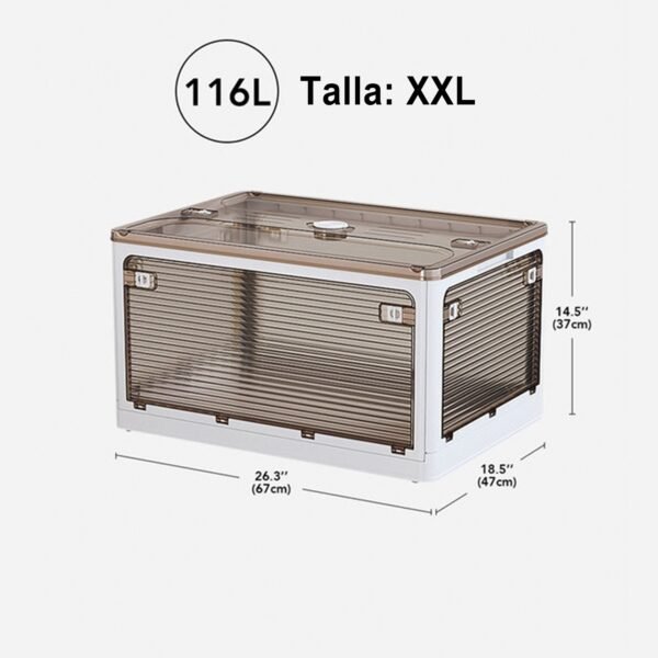 Caja de almacenamiento plegable multifuncional color gris 116 L - Imagen 2