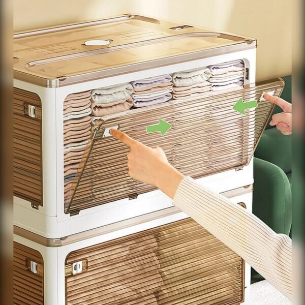 Caja de almacenamiento plegable multifuncional color gris 116 L - Imagen 3