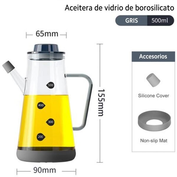 Aceiteria de vidrio de borosilicato 500ml joybos - Imagen 2