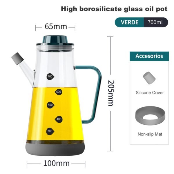 Aceiteria de vidrio de borosilicato 700ml joybos - Imagen 2