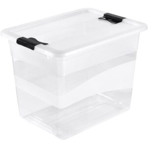 Cubo de almacenaje con Tapa, Plástico, Transparente, 24 l