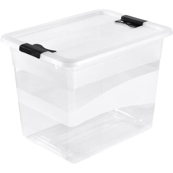 Cubo de almacenaje con Tapa, Plástico, Transparente, 24 l