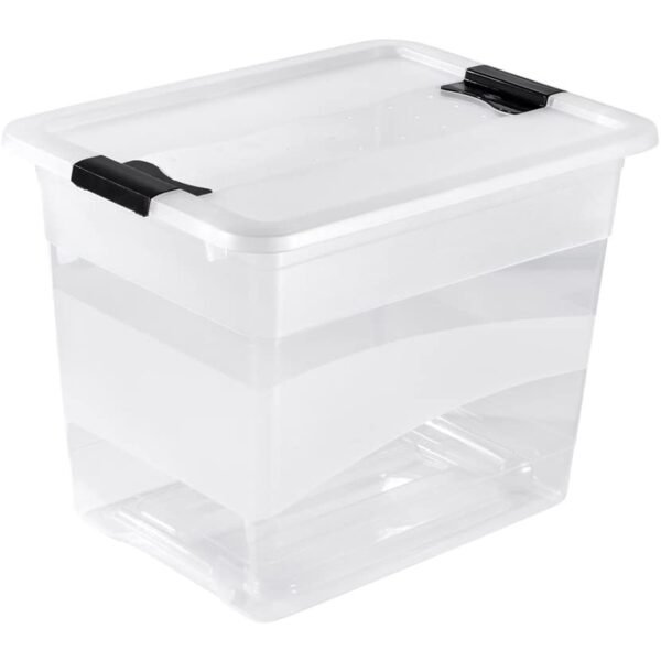 Cubo de almacenaje con Tapa, Plástico, Transparente, 24 l - Imagen 2
