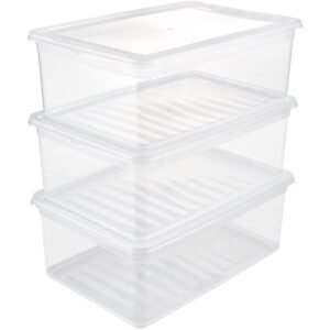 Set Cajas de almacenaje 3x11 L, Plástico, Natural Transparente, 39 x 26.5 x 14 cm