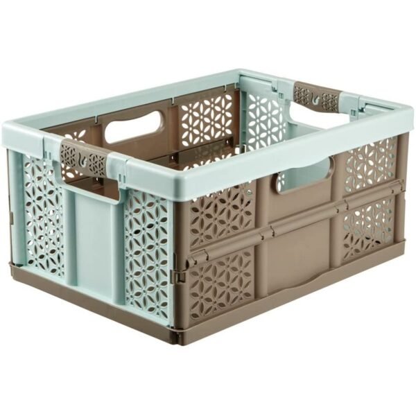 Robusta Caja Plegable con asas Suaves, 48x34,5x23,5 cm, 32 l, Lea, Azul y marrón - Imagen 2