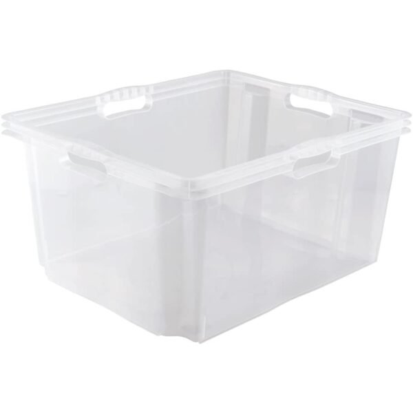 Caja de Almacenaje con Asas Integradas, Tamaño: XXL, 52 x 43 x 26 cm, 44 l, Transparente - Imagen 2