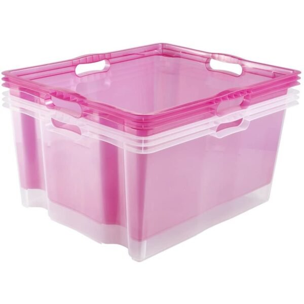 Caja de Almacenaje con Asas Integradas, Tamaño: XXL, 52 x 43 x 26 cm, 44 l, Transparente - Imagen 4