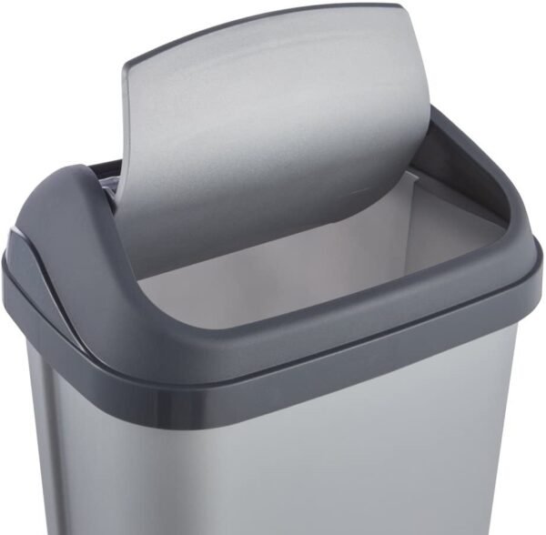 keeeper Cubo de Basura con Tapa Basculante, 10 l Plateado, gama Swantje - Imagen 4